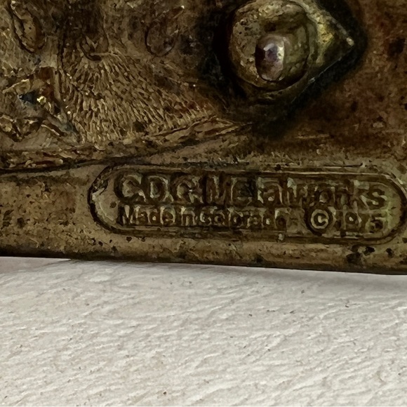 Vintage brass buckle belt 1975 hippie CDC Metalworks Colorado brown 36" - 40" - Picture 6 of 7